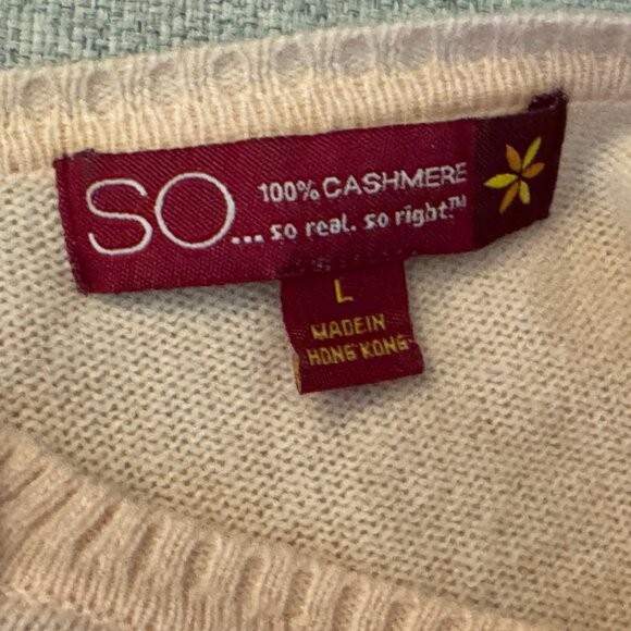 100% Cashmere Button-Down Cardigan Sweater, Blush Pink, Juniors L, Circa 1990s - Picture 14 of 16